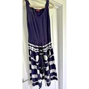 Barbara Lesser Blue & White Sleeveless Tie Dye Bohemian Romper Size Small